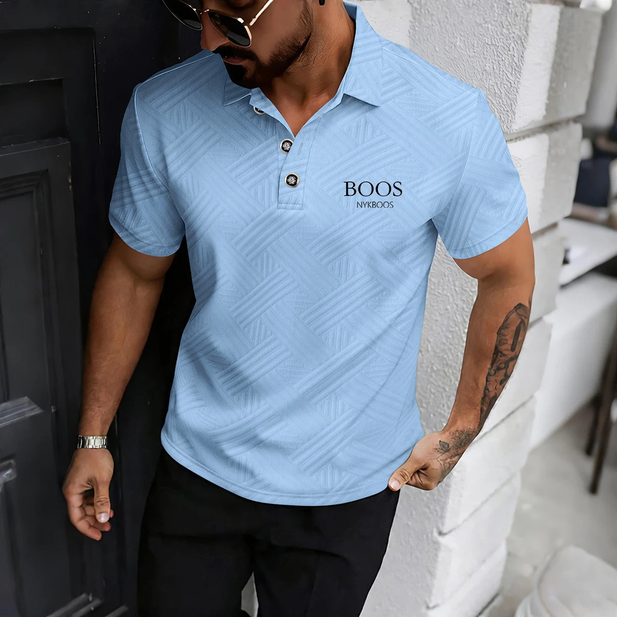 Polo Jacquard Nera Stile Urbano