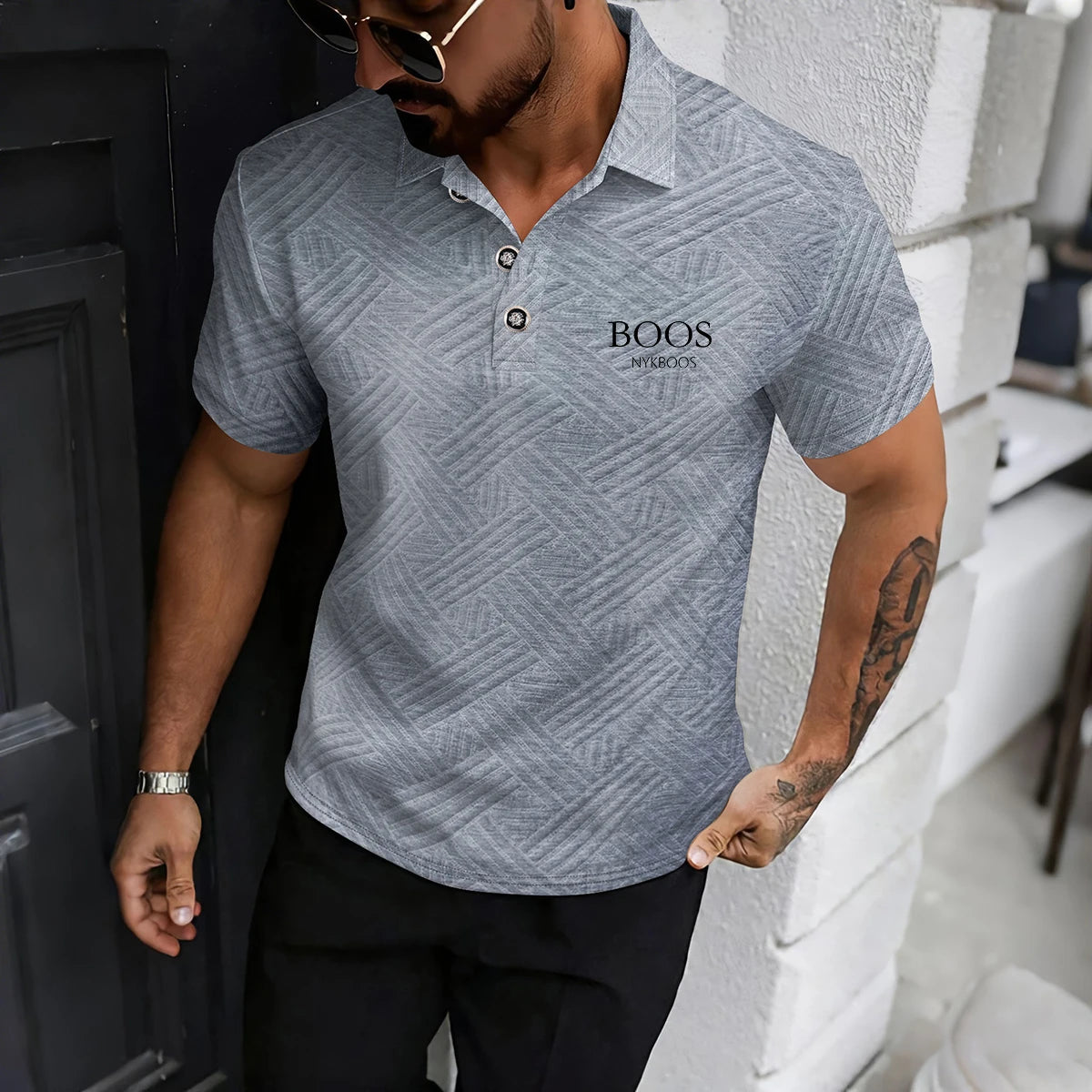 Polo Jacquard Nera Stile Urbano