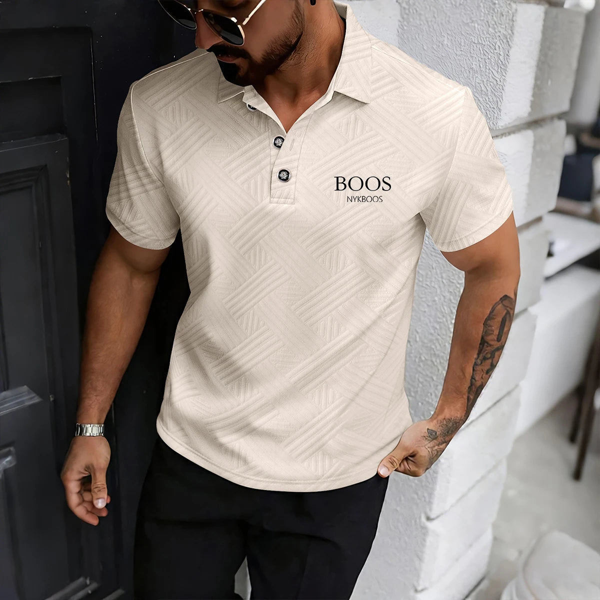 Polo Jacquard Nera Stile Urbano